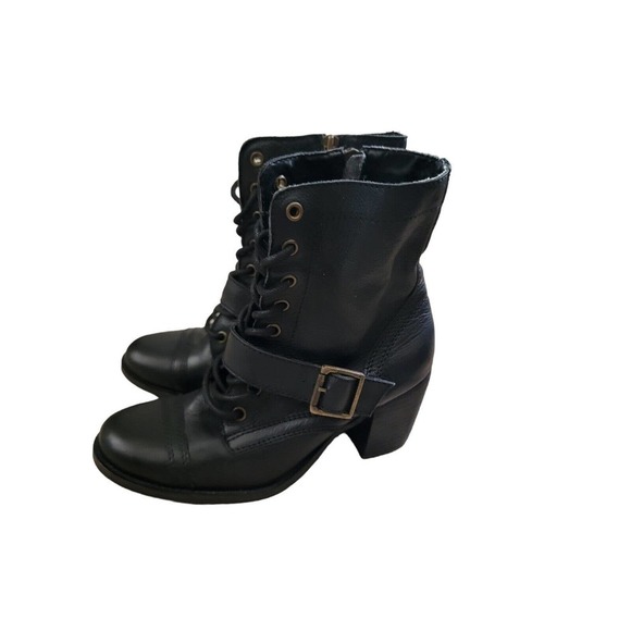 Steve Madden Devlin Taupe Leather Combat Boots Size 7 - Picture 3 of 6